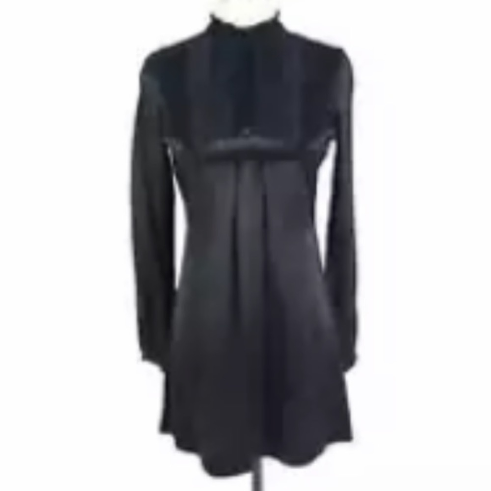 Joie silk black ruffle tunic dress